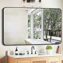 FORBATH Black Bathroom Mirror, Rectangular Vanity Mirror 30 x 48 Inch Wall Rounded Corner Metal Framed Bathroom Mirror for Living Room Bedroom Entryway Decor (Horizontal/Vertical)