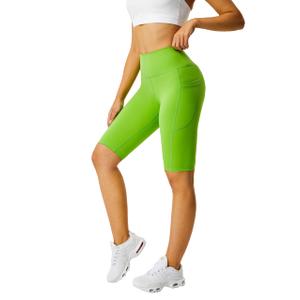 Zinmore Shorts Women High Waisted Yoga Shorts Sports Pants Green S-M (Green)