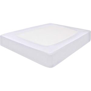 White Box Spring Cover Full Size - 100% Cotton Blend Elastic Wrap Around 4 Sides Fits Full Size Beds, Soft, Washable - Bed Skirt Alternative Bed Frame Cover White