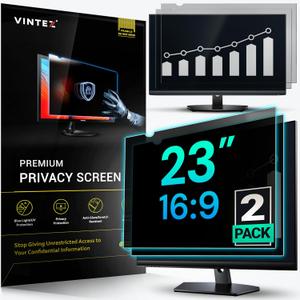 VINTEZ [2 Pack] 23 Inch 16:9 Privacy Screen for Computer Monitor and Laptop - Anti Glare Protector Film Blue Light Filter Eye Protection - Computer Screen Privacy Shield