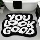 You Look Good Bath Mat, Cute Bath Rug for Bathroom, Non-Slip Cool Rugs for Bedroom, Soft and Stylish Bathroom Mats, House Warming Gifts New Home (Black and White, 21" x 29")