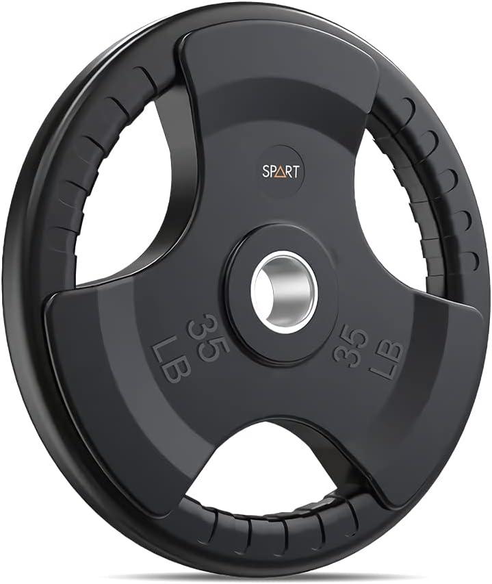 SPART Weight Plate 2-Inch Rubber Coated Olympic Grip Plate for Barbell,Solid Cast Iron Weight Plates in Pairs or Single for Strength Training,Weightlifting,Crossfit,Home Gym(5LB/10LB/25LB/35LB/45LB)