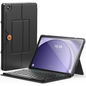 INFILAND Keyboard Case for Galaxy Tab A9+/A9 Plus, Slim and Portable Detachable Folder-Style Wireless Keyboard Cover with Anti-Loss Keycaps for Tab A9+ 11 inch 2023, Black