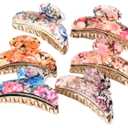 GK-O 6Pcs Woman Floral Pattern Large Arylic Hair Claw Clip Clamp 6 Colors Bath Shower Hair Ponytail Hairpin Stall Accessories