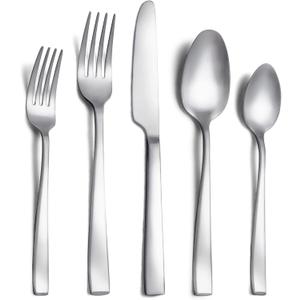 40 Piece Silverware Set Service for 8, EIUBUIE Premium Stainless Steel Cutlery Set, Matte Finish Flatware Sets Durable Solid, Modern Kitchen Tableware Eating Utensil Sets Include Spoons Forks Knives