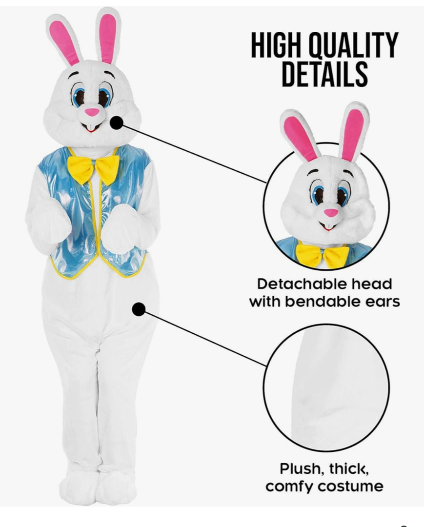 Morph Easter Bunny Costume Adult Rabbit Mascot Outfit Bunny Suit for Adults - Perfect for Easter Costumes and Events, XL