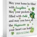 St Patricks Day Shamrock Desk Decor Irish Blessing St Patricks Day Decorations Shamrock Green Tiered Trays Decor for Home Farmhouse Kitchen Bedroom Office 5 X 5 Inch