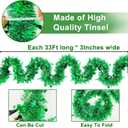 TURNMEON 33 Ft by 4.3" St. Patrick's Day Tinsel Garland Decoration with Shamrocks Green Clover Metallic Streamers St.Patrick's Day Decorations Outdoor Indoor Home Wall Door Window Irish Party Supplies