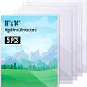 Henoyso 5 Pcs 11x14 Inch PVC Rigid Print Protectors, Heavy Duty Hard Plastic Poster Sleeves for Prints, Magazines, Photos & Paper, Ideal Rigid Menu Covers Paper Page Protectors