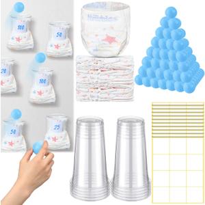 VioraWhite 60 Pcs Funny Baby Shower Diaper Games Activities Kits Without Board Hilarious Gender Reveal Diaper Games Prizes Accessories for Boys Girls Women Men(Blue)
