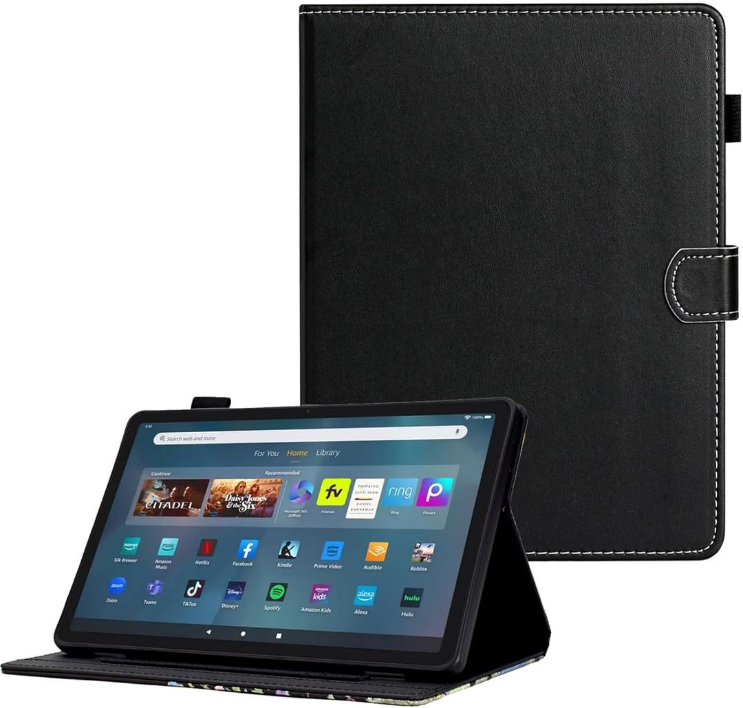 DTangLsm for Kindle Fire 11 Case (13th Generation, 2023 Release) Fire Max 11 Case, Slim Fit PU Leather Folding Stand Cover for Amazon Fire Max 11 Tablet Case with Pen Holder, Auto Wake/Sleep, Black