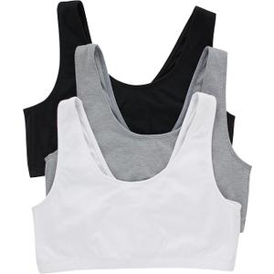Hanes Women's Scoopneck Cotton Bralette Crop Top (3 Pack), Size XL