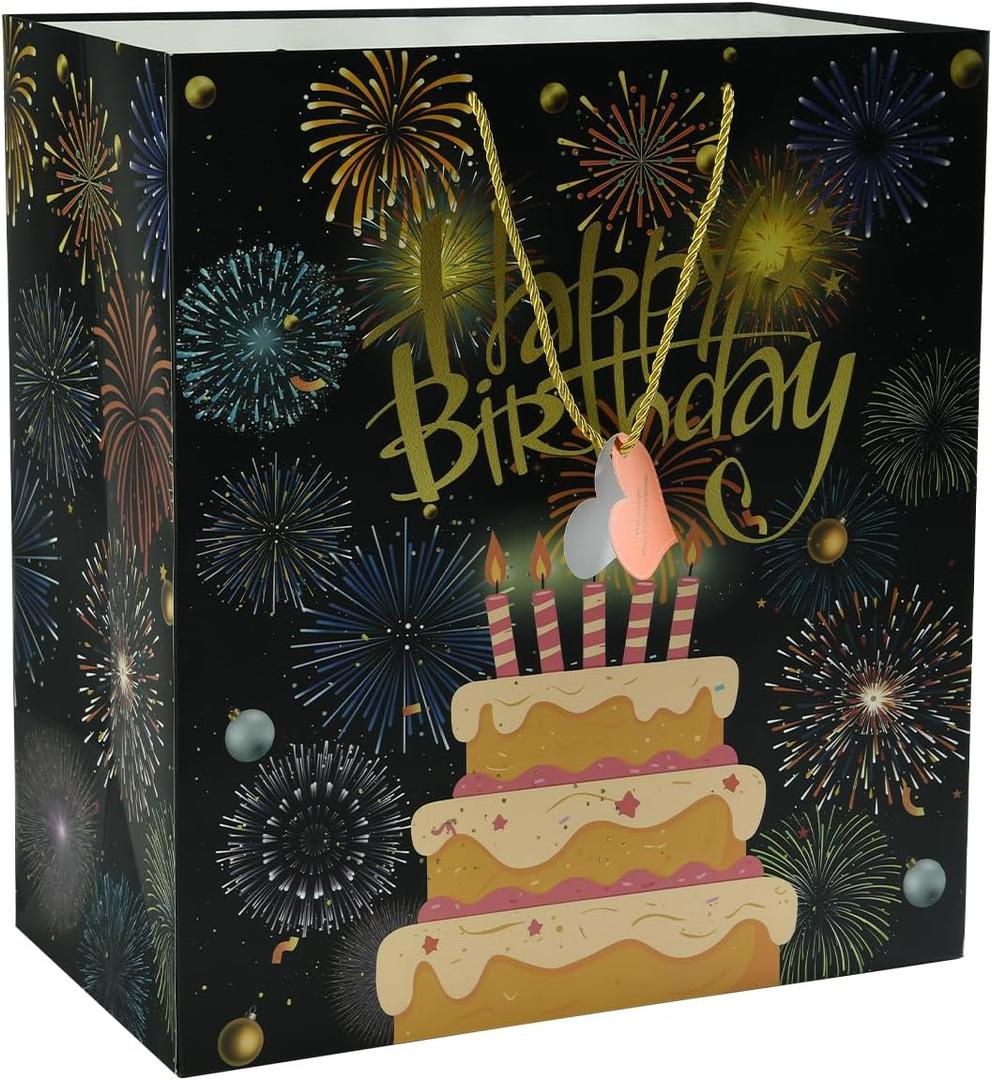 popgiftee Happy Birthday Gift Bag with Shopping Handle for birthday, 17.72x10.24x19.69inch