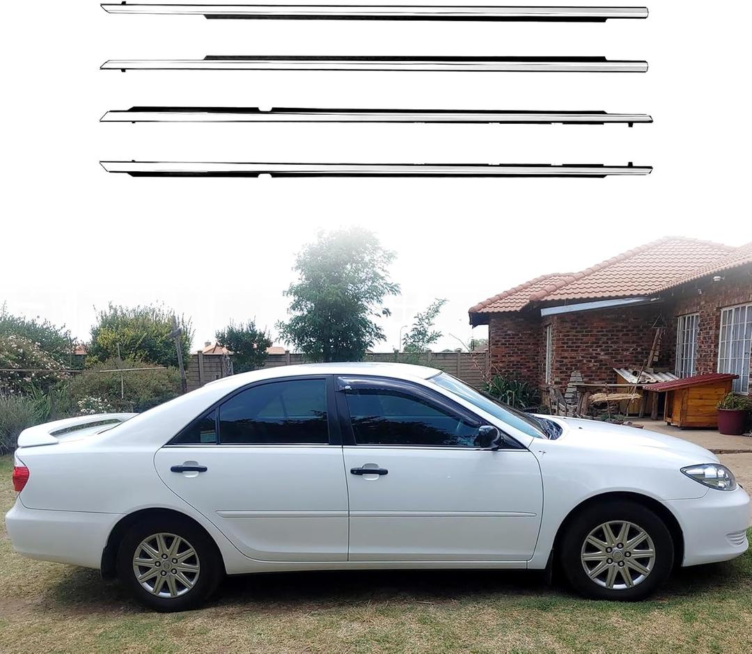 4PCS Outside Front Rear Chrome Weatherstrip Window Moulding Trim Seal Belt Fit for Toyota Camry 2002-2006 Replace 75710-33080 75720-33080 75730-33080 75740-33080