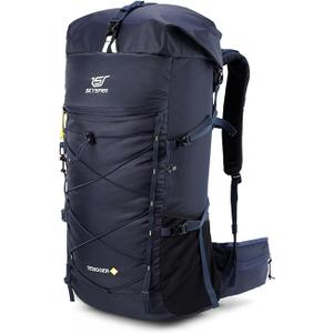 SKYSPER Hiking Backpack - 50L Roll Top Backpacking Backpack Lightweight Comfortable Breathable Camping Travel Pack for Men Women(Blue)