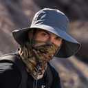 Fishing Hat for Men Women, Wide Brim Summer Safari Hat, UDF 50+ UV Protection Sun Hats, Bucket Hiking Beach Hat (Gray)