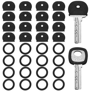 50 PCS Key Caps Covers Tags Soft Rubber Key Covers Identifiers Rings Toppers for Standard Flat House Keys,2 Styles (Black)