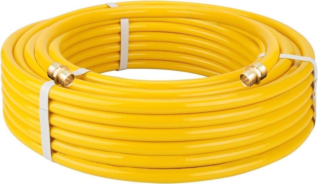 17FT Standard 1/2' Fexible Propane Gas Line Hose, 1/2in Corrugated Stainless Steel Tubing Pipe, Natural Gas Line Propane Pipe Conversion Kit Grill Hose with 2 Male Adapter Fittings