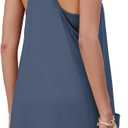 Nirovien Womens Tennis Dress Workout Mini Dress with Shorts Sleeveless Spaghetti Straps Golf Athletic Dresses (Blue, L)