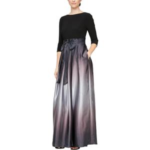 S.L. Fashions Women's Long Satin Mother of The Bride Dress with Pockets, Formal Party Gown (Petite and Regular Sizes)