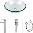 Bathroom Vessel Sink, Tempered Glass Vanity Round Bowl with Chrome Faucet and Pop up drain Set, Clear