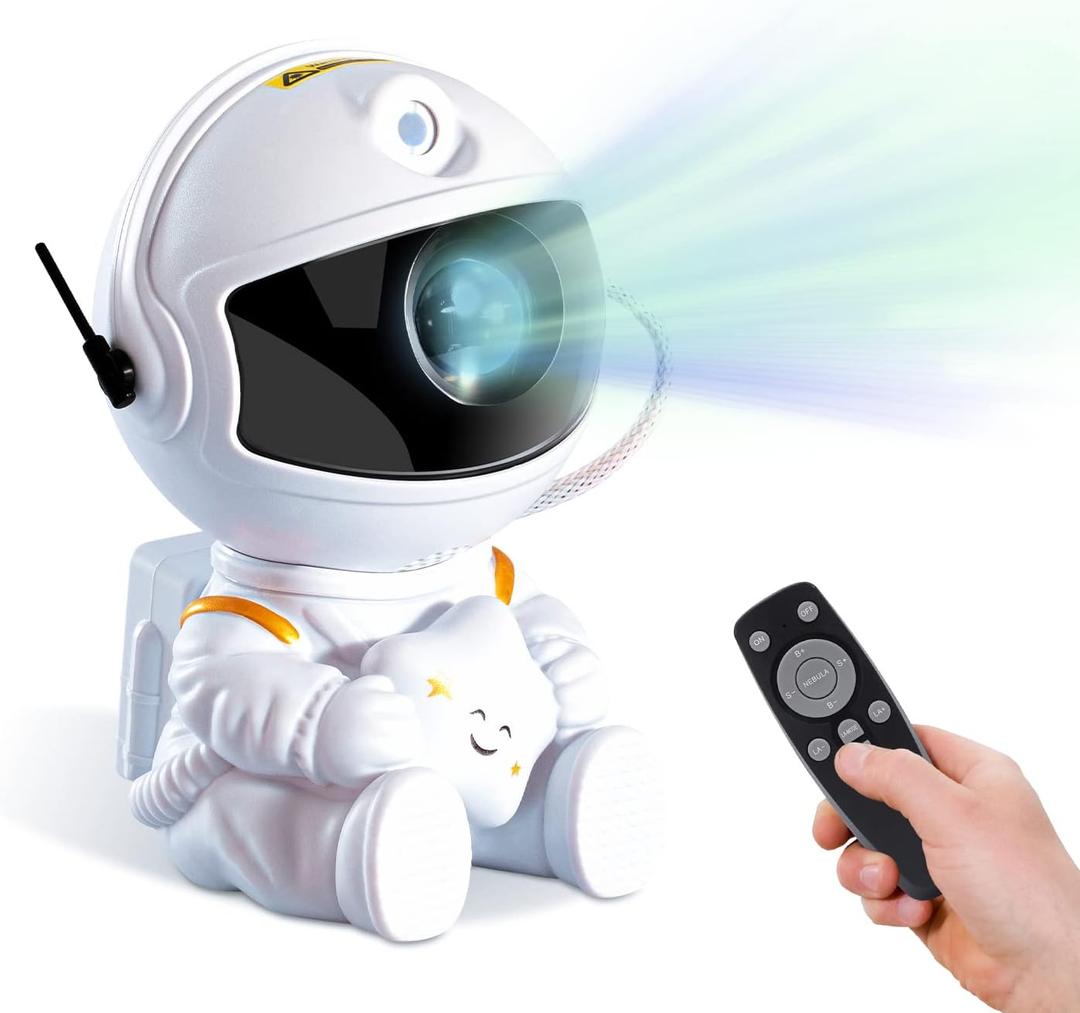 Galaxy Light Projector for Kids and Adults - Astronaut Night Light for Bedrooms and Playrooms - Star Ceiling Decoration (White)
