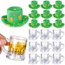 Pickmesh 20 Pcs Mini Beer Mug St. Patrick's Day Shot Glasses Green Leprechaun Hats 1 oz Plastic Beer Mug Clear Shot Glasses with Handle Irish Green Party Cup for St Patrick Party Mini Doll Accessories