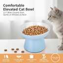 Raised Cat Food Bowl Ceramic Elevated Cat Bowl for Whisker & Neck Fatigue,Non-Slip & Anti Vomiting Pet Feeder for Kittens to Adult Cats and Small Dogs,Dishwasher Safe(Blue)
