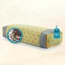 Rectangular Buckwheat Neck Pillows,19.6"x9.8" Flat Cervical Support Pillows for Sleeping, Adjustable Buckwheat Hull Filling for Neck Pain Relief, with Floral Pattern Washable Covers,Green