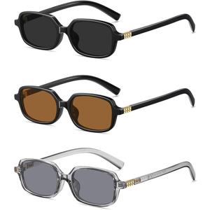 Retro Rectangular Sunglasses for Women Trendy Funny Vintage Fashion Narrow Small 90s Sunnies(3 Pack)