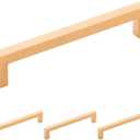 Hickory Hardware Solid Core Kitchen Cabinet Pulls, Luxury Cabinet Handles, Hardware for Doors & Dresser Drawers, 5-1/16 Inch (128mm) Hole Center, Brushed Golden Brass, Skylight Collection (Pack of 4)