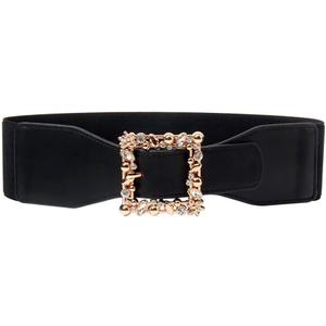 Rhinestone Elastic Waist Belt (Large, Yellow)