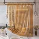 AmazerBath Shower Curtain Liner, EVA Clear Orange-Brown Heavy Duty Shower Curtain and Liner 2-in-1, 72x72 Luxury Plastic Weighted Bathroom Shower Liner, 12 Rustproof Grommets & 3 Heavyweight Stones (Rainbow Sunset)