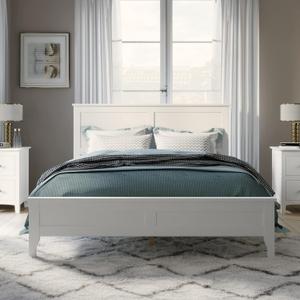 Merax Modern Solid Wood Queen Size Platform Bed with Headboard, No Box Spring Needed, Easy Assembly, White