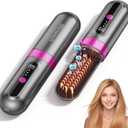 Go Brush Pro 2026 Cordless Hair Straightener Brush, 300M Negative Ionic Anti-Frizz, MCH Fast Heating, 3 Temp, 4000mAh Type-C, Portable Travel Styling Tool for Women (Silver Gray)