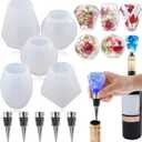Silicone Resin Molds Set with 5PCS Wine Stoppers, 5PCS Wine Bottle Stopper Saver Mold, Crystal Gem Stone Epoxy Resin Mold, Geometric Spherical Silicone Molds for DIY Craft