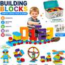 Building Blocks for Toddlers Set, 200 PCS STEM Construction Toys for Toddlers 3+, Interlocking Preschool Learning Educational Gift for Creative Play, Fine Motor Skills, Indoor Outdoor Travel