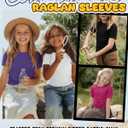 4 Pack Girls Short Sleeve Shirts Kids Side Ruched Ribbed Knit Tops Crew Neck Slim Fit Tees Summer Cute 5-14 Years