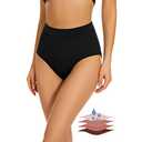 Leovqn Period Swimwear Bikini Menstrual Leakproof Swim Bottoms UPF 50+ Waterproof Brief Light Flow for Women Girls Teens Black XXL