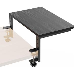 Desk Extender, 15-inch Clamp-On Desk Shelf, Height-Adjustable Desktop Shelf Organizer for Monitors Office and Gaming Accessories, Arm Support Table Extension, 44lbs Heavy Duty, Black