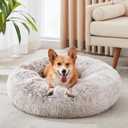 WESTERN HOME WH Calming Dog & Cat Bed, Anti-Anxiety Donut Cuddler Warming Cozy Soft Round Bed, Fluffy Faux Fur Plush Cushion Bed for Small Medium Dogs and Cats (20"/24"/27"/30")