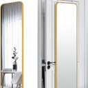 SCWF-GZ 47x14 Mirror Rectangle Full Body Length Door Hanging Wall Mounted Aluminum Alloy Metal Frame Dressing Make-up Mirrors for Entryway Bedroom Bathroom Living Room, Gold
