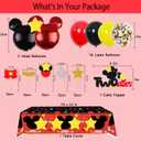 Nyhpar Cartoon 2nd Birthday Party Supplies Oh Twodles Theme Party Decorations Includes Felt Banner,Welcome Hanger Door Sign, Tablecloth,Cake Cupcake Toppers,Mouse Head Balloons, Latex Balloons