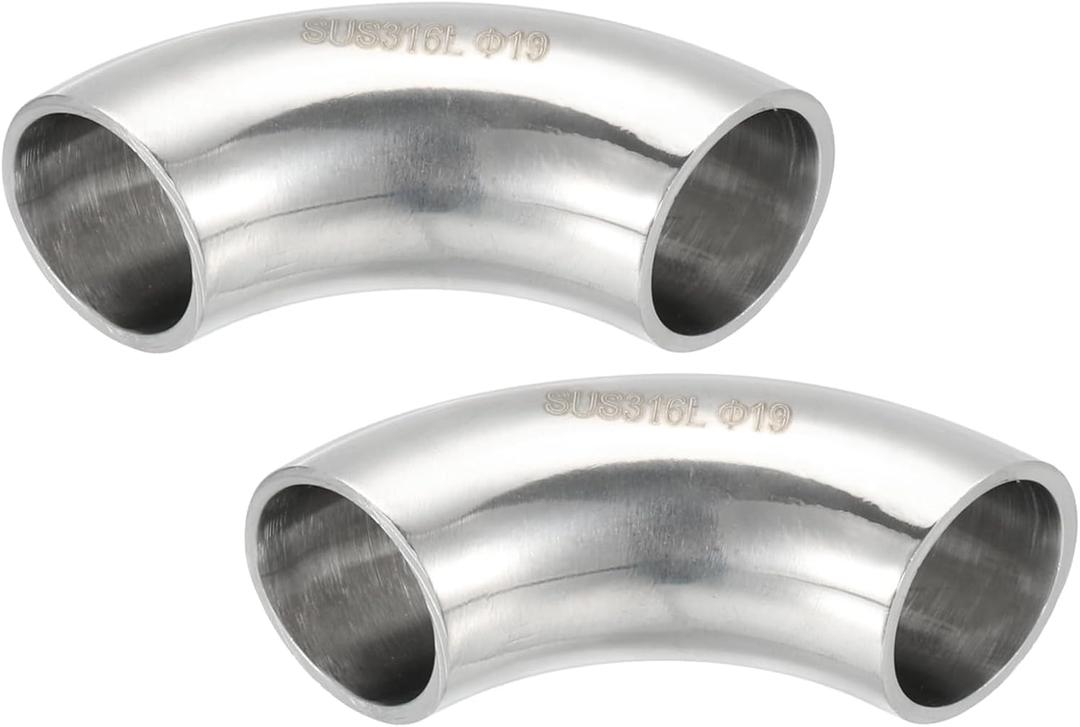 PATIKIL 2pcs 90 Degree Mandrel Bend Elbow, 3/4 Inch OD Steel Exhaust Elbow Exhaust Piping Connector 316 Stainless Steel for Exhaust Pipe Stair Handrail HVAC