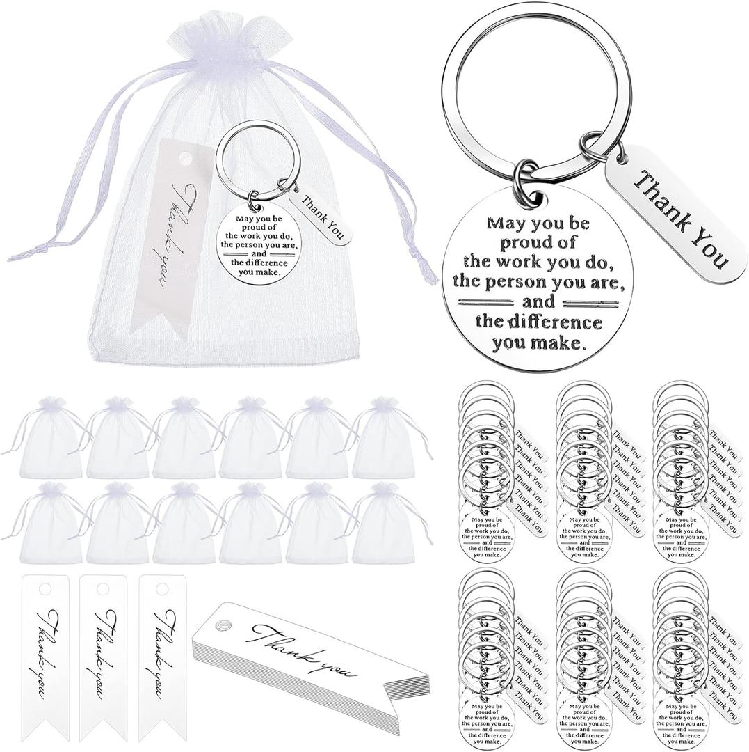 Yinkin 150 Pcs Employee Appreciation Gifts Bulk Thank You Keychains for Coworkers Teams Volunteers Appreciation Keychain (Silver)