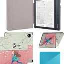 Fit for Kobo Libra H2O Case e-Reader, Lightweight Premium PU Leather Protective Cover with Auto Sleep/Wake, Black. (Cartoon Girl, One Size)