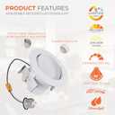 HALO RA 4 inch LED Recessed Light Trim with Adjustable Gimbal, Selectable Lumens and Selectable Color Temperature, Dim-to-Warm Feature, Damp Location Rated RA4LS9FSD2W1EWH