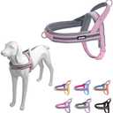 AIITLE No Pull Dog Harness with Soft Padded Handle, Adjustable Reflective Escape Proof/Quick Fit Pet Harnesses, Easy for Training Walking Runnintg for Large Dogs Pink-Grey L