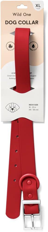 Wild One Dog Collar, Easy-Clean, All Weather Flex-Poly Strap with Metal, Durable, Dirt and Odor Resistant (Strawberry, XL)