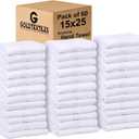 GOLD TEXTILES Bulk Pack 60 Pcs (5 Dozen) White Economy 15x25 Inches Basic Hand Towel - 2.25 lb/dz